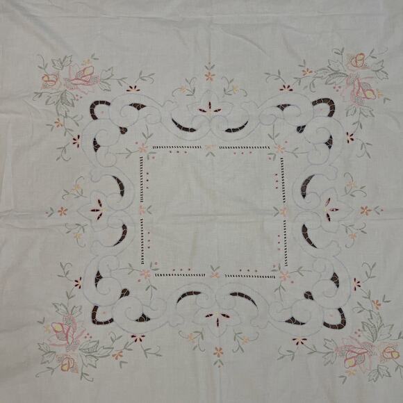 Floral Embroidered Shower Curtain Cotton Scalloped Edge Valance Vtg‎ Cottagecore - Picture 4 of 8